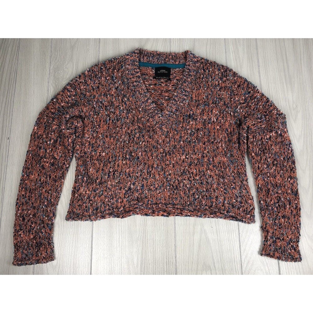Urban Outfitters Women’s Size Small Oversized Cropped Multicolor V-Neck Sweater